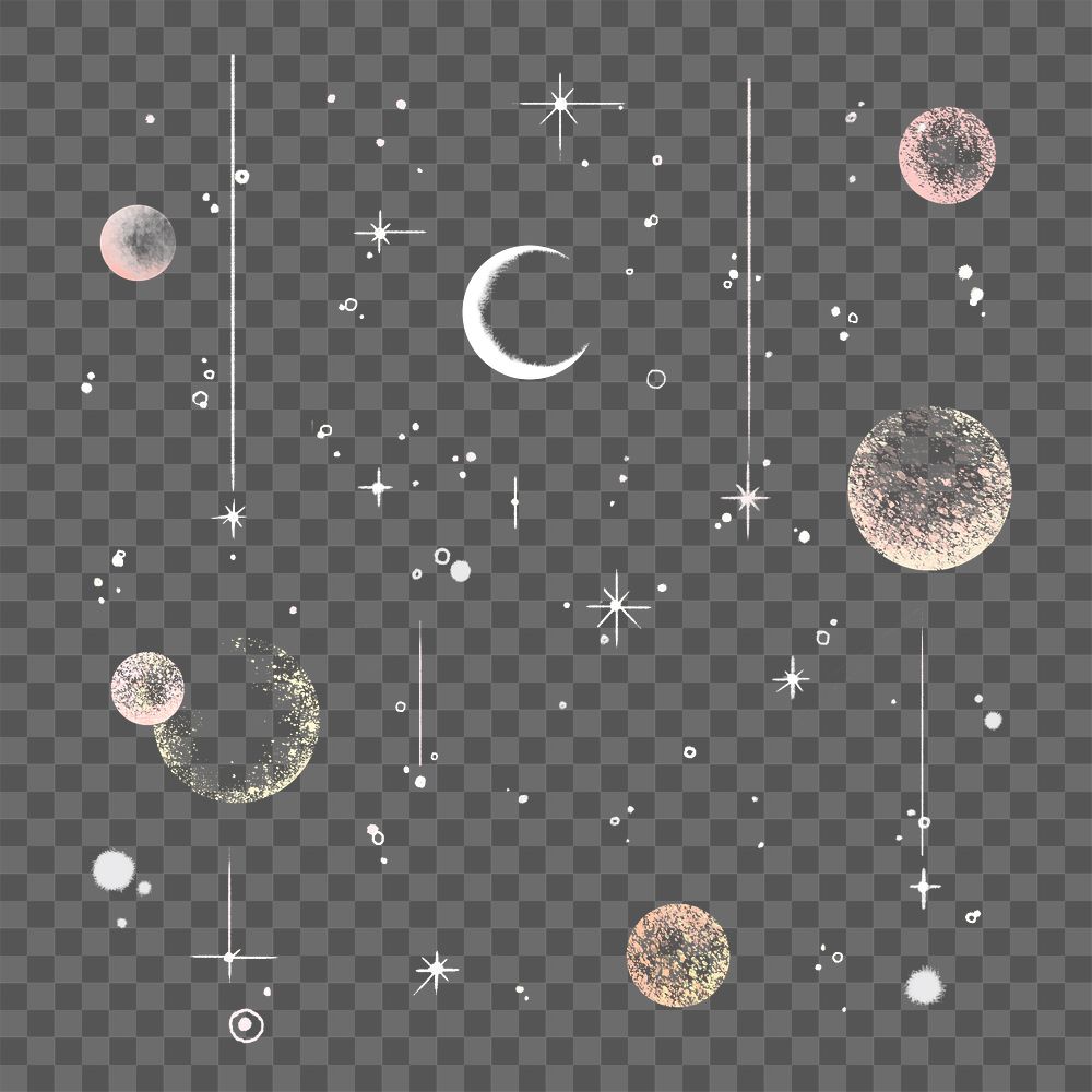 Cute celestial png clipart, night sky design, transparent background
