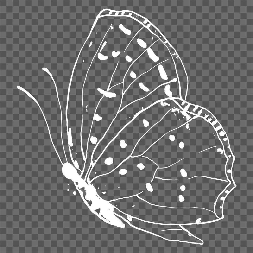 Butterfly sticker png, hand drawn illustration, transparent background