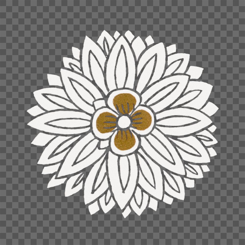 Flower png sticker, aesthetic vintage Chinese graphic, transparent background