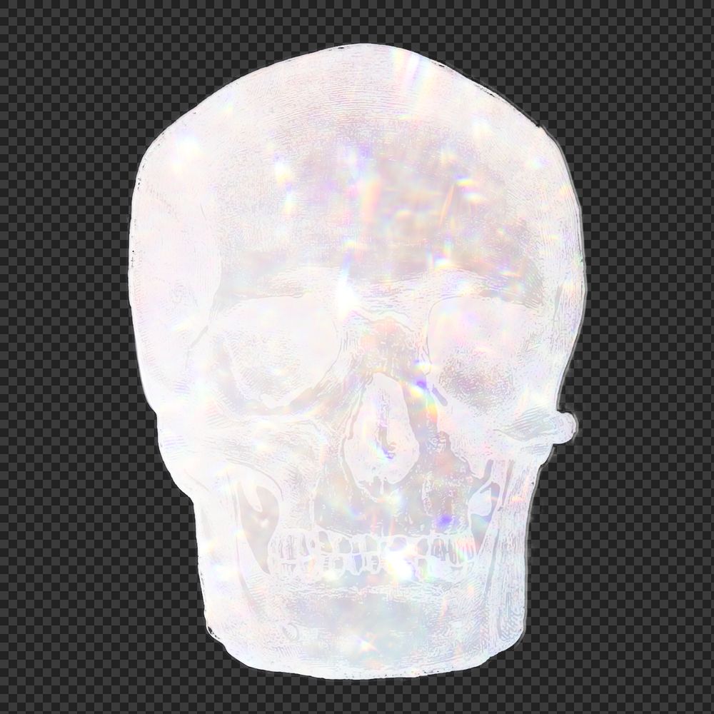 Silvery holographic skull design element