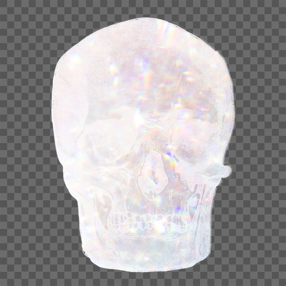 Silvery holographic skull design element
