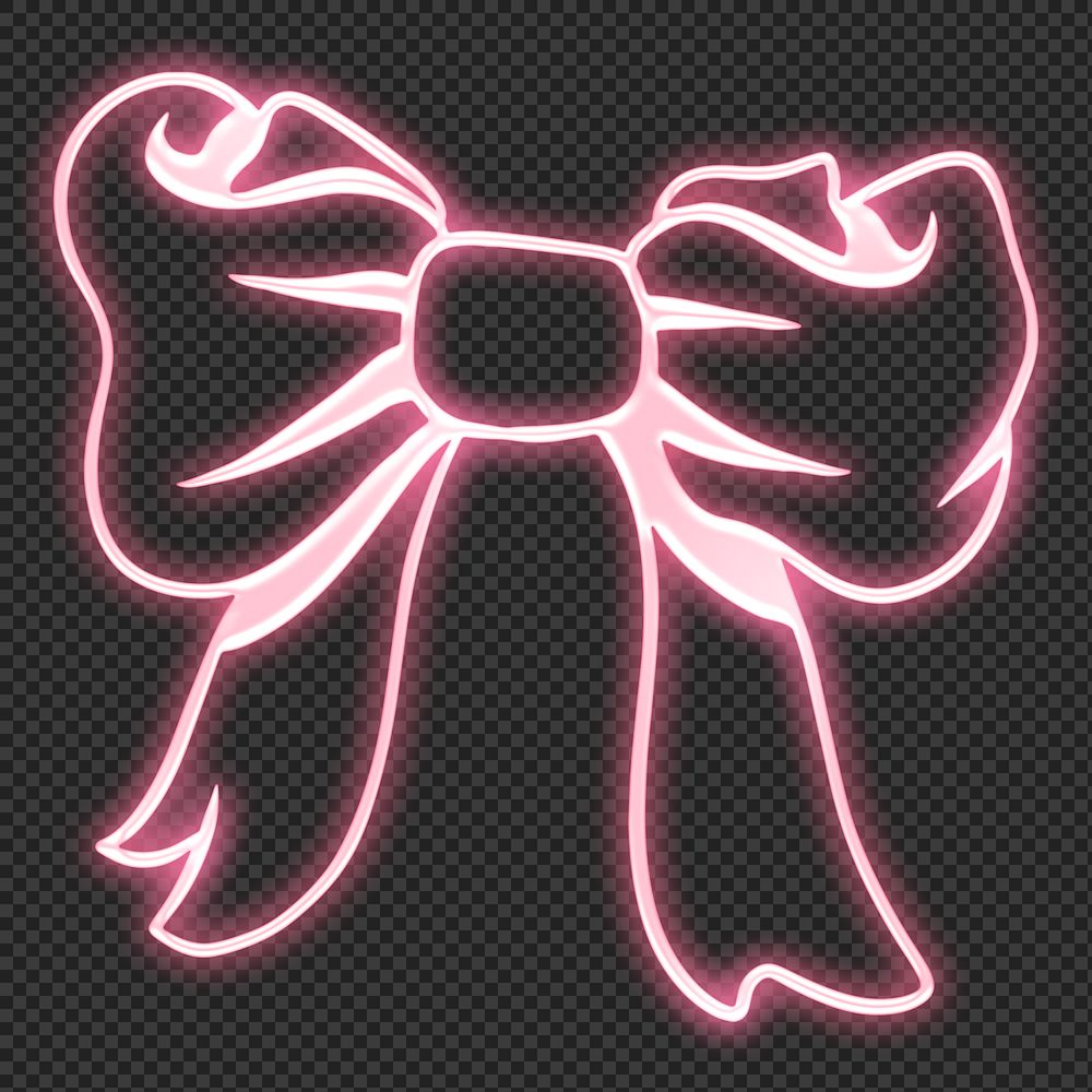 Cute neon pink bow sticker design element