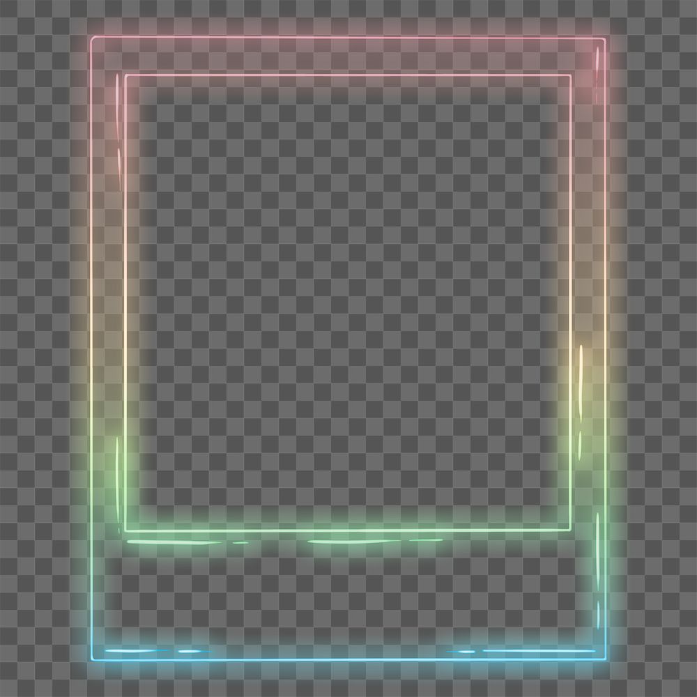 Neon colorful instant photo frame design element 