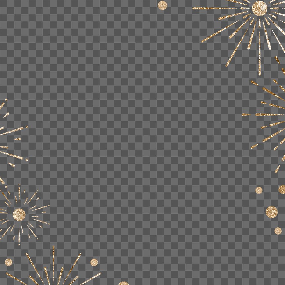 Glittery festive firework frame png transparent background