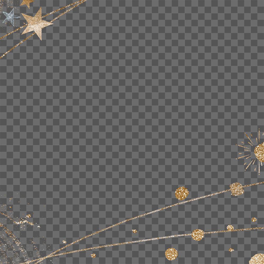 Glittery festive star border png transparent background