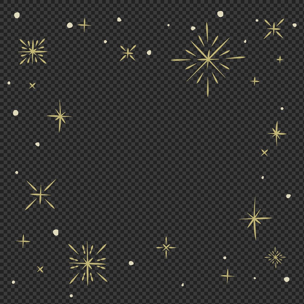 Frame png with gold sparkle effect transparent background