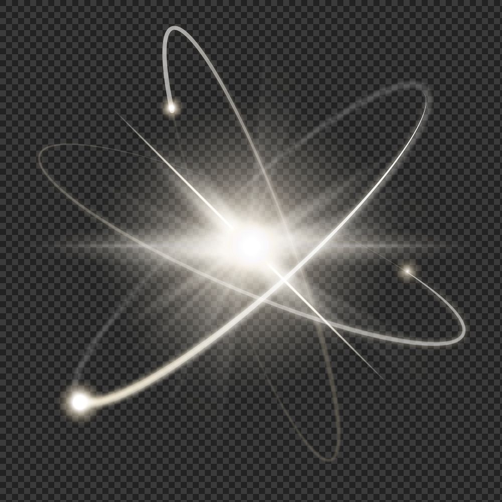 Atom science biotechnology white png neon graphic
