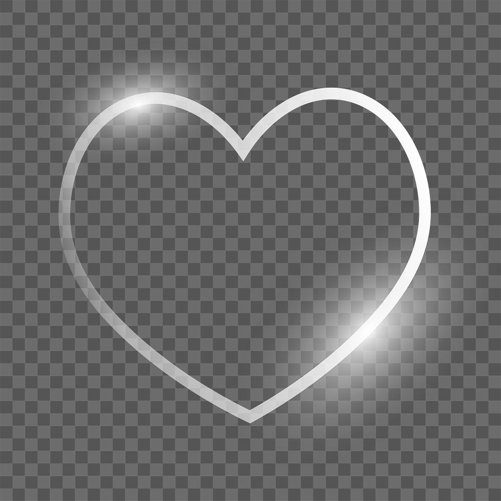 Heart png technology icon in silver on transparent background