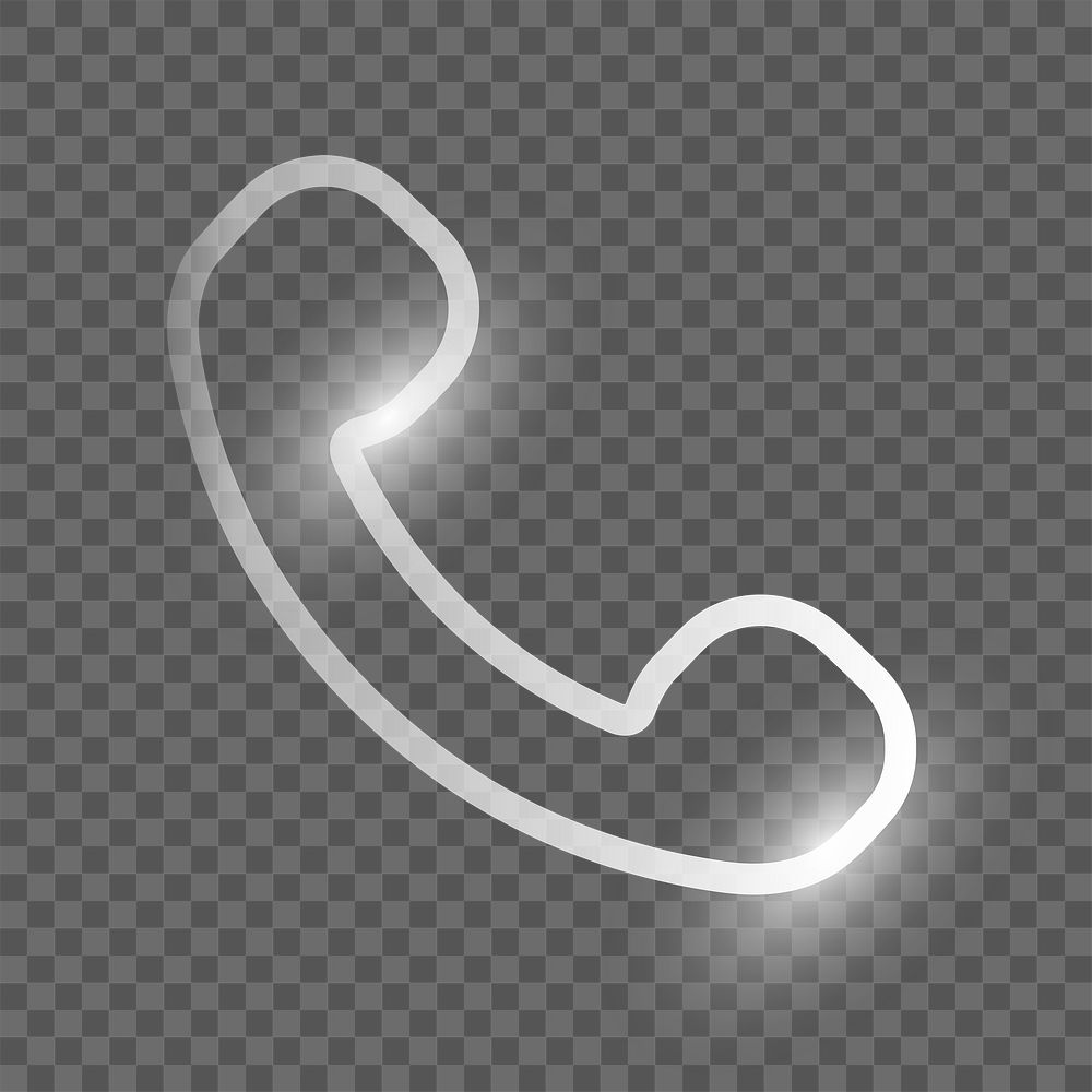 Phone call png technology icon in silver on transparent background