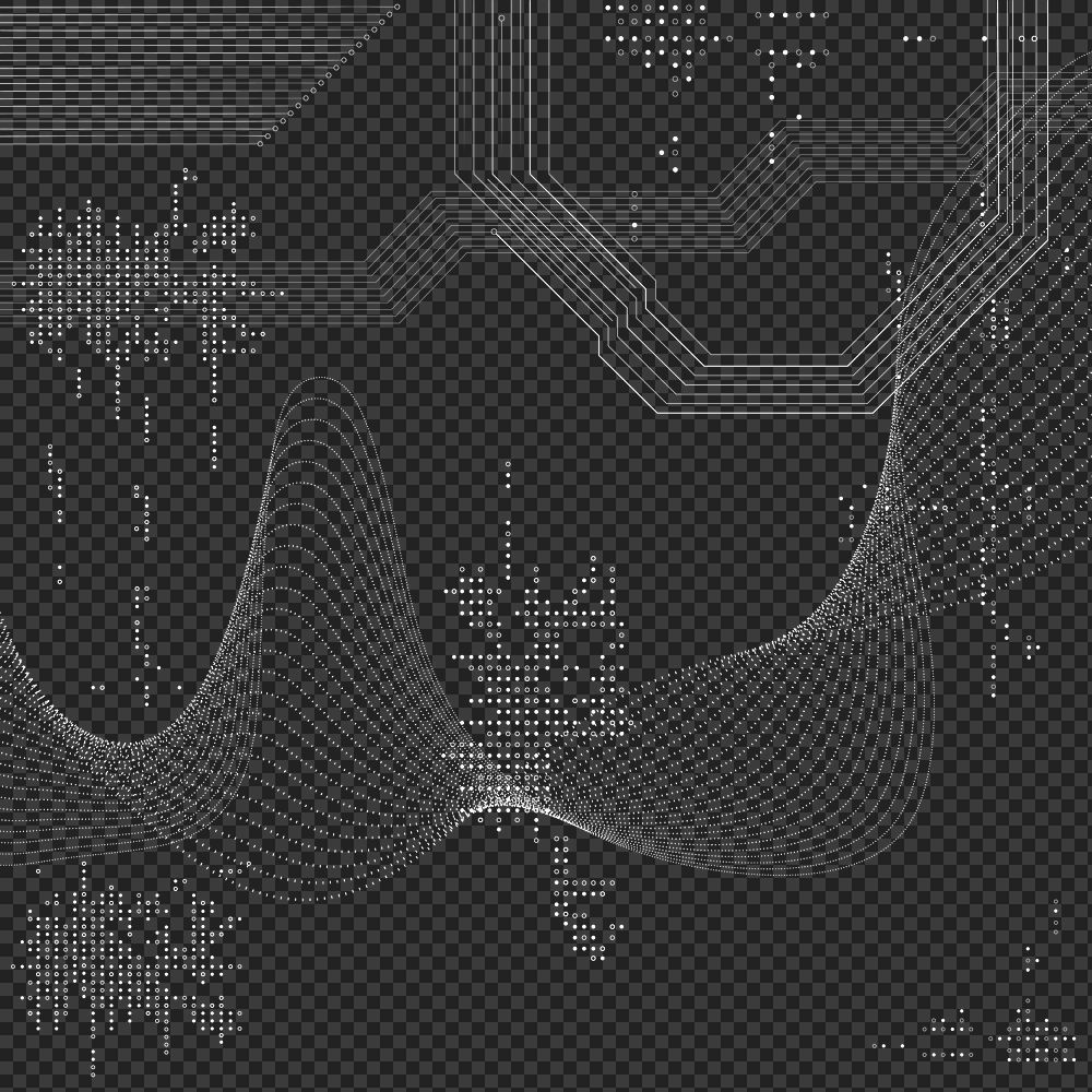 Waves png technology background futuristic style