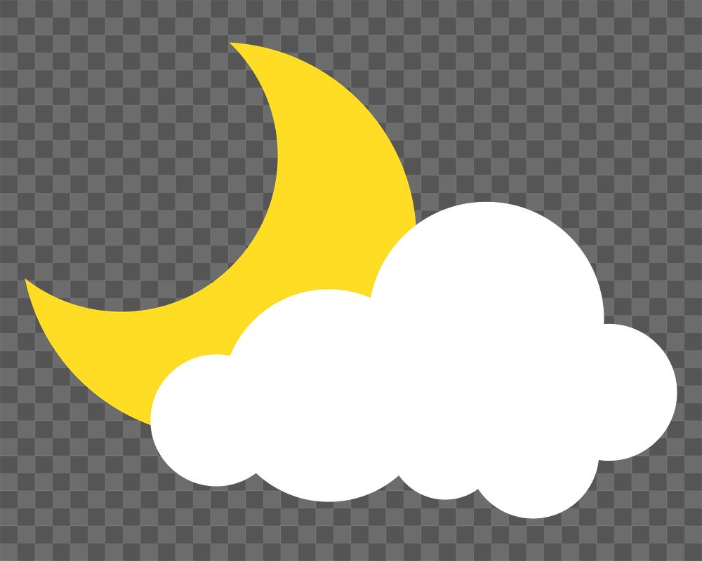 Moon png flat cloud sticker collage, cute weather transparent clipart