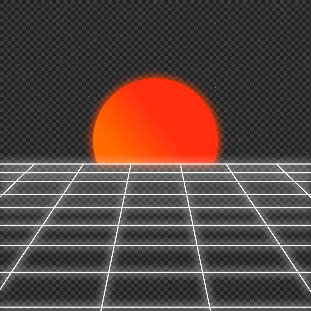 Vaporwave moon png background, retro futuristic neon transparent design