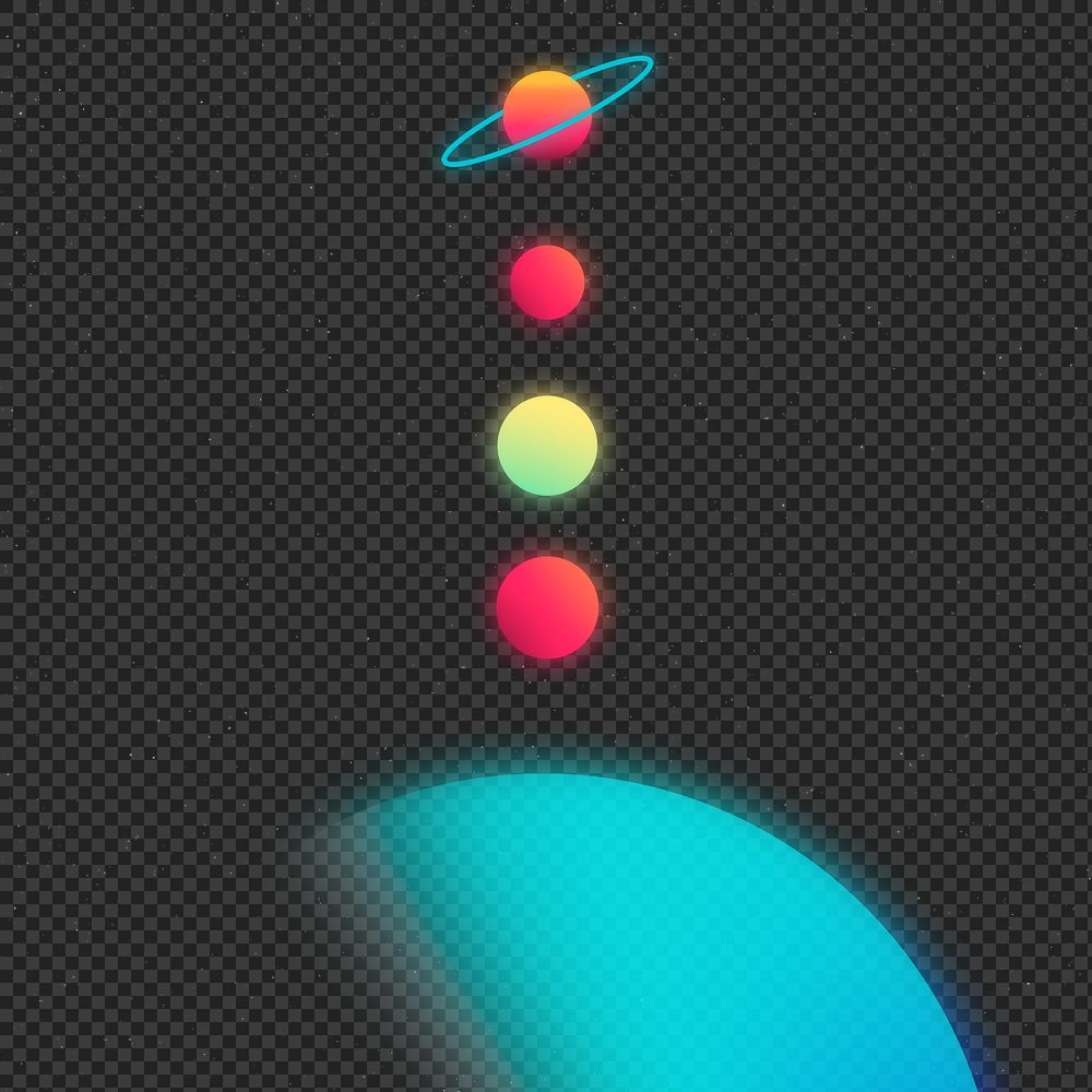 Solar system png background, colorful space, neon glow transparent design