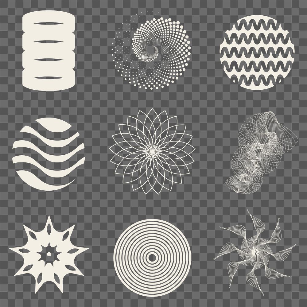 Retrofuturism png stickers, geometric shape collage elements on transparent background