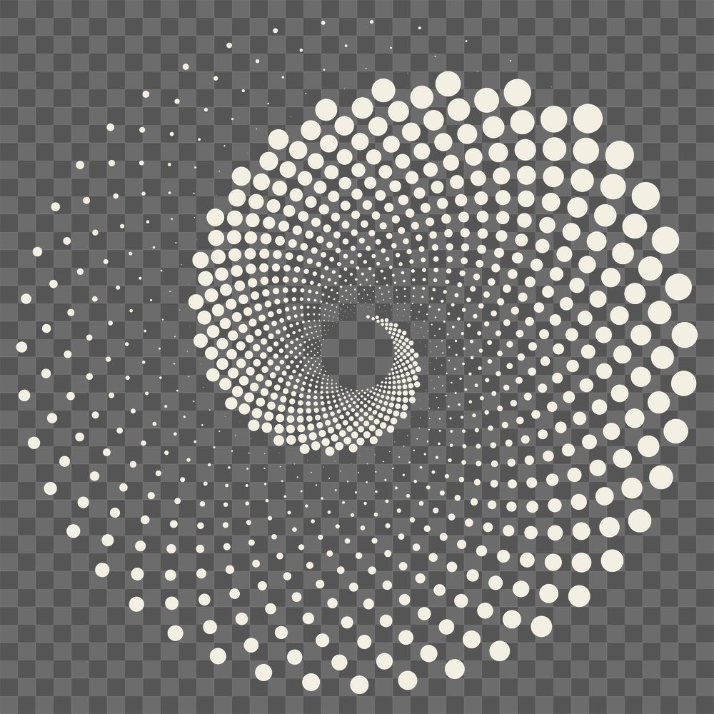 Halftone spiral png sticker, off white collage element, transparent background