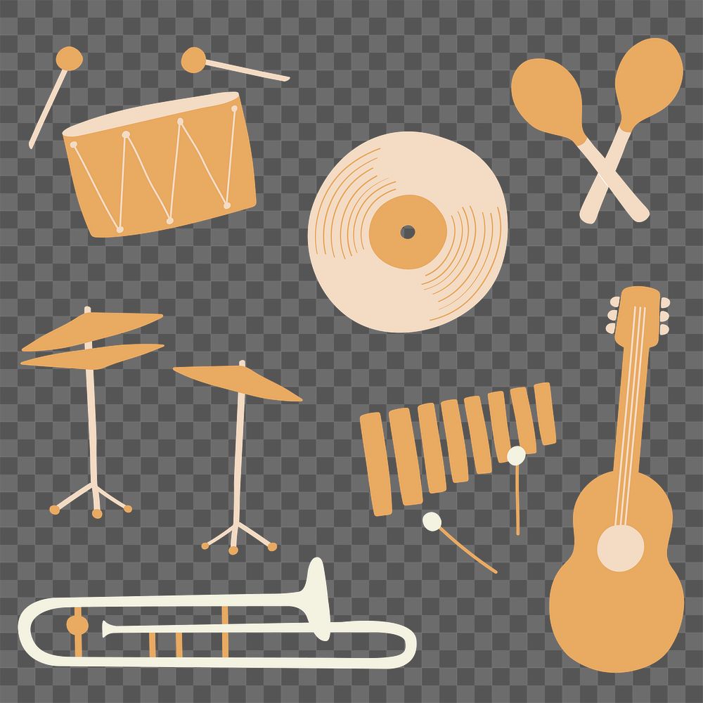 Jazz music instruments png sticker, entertainment graphic in pastel collection