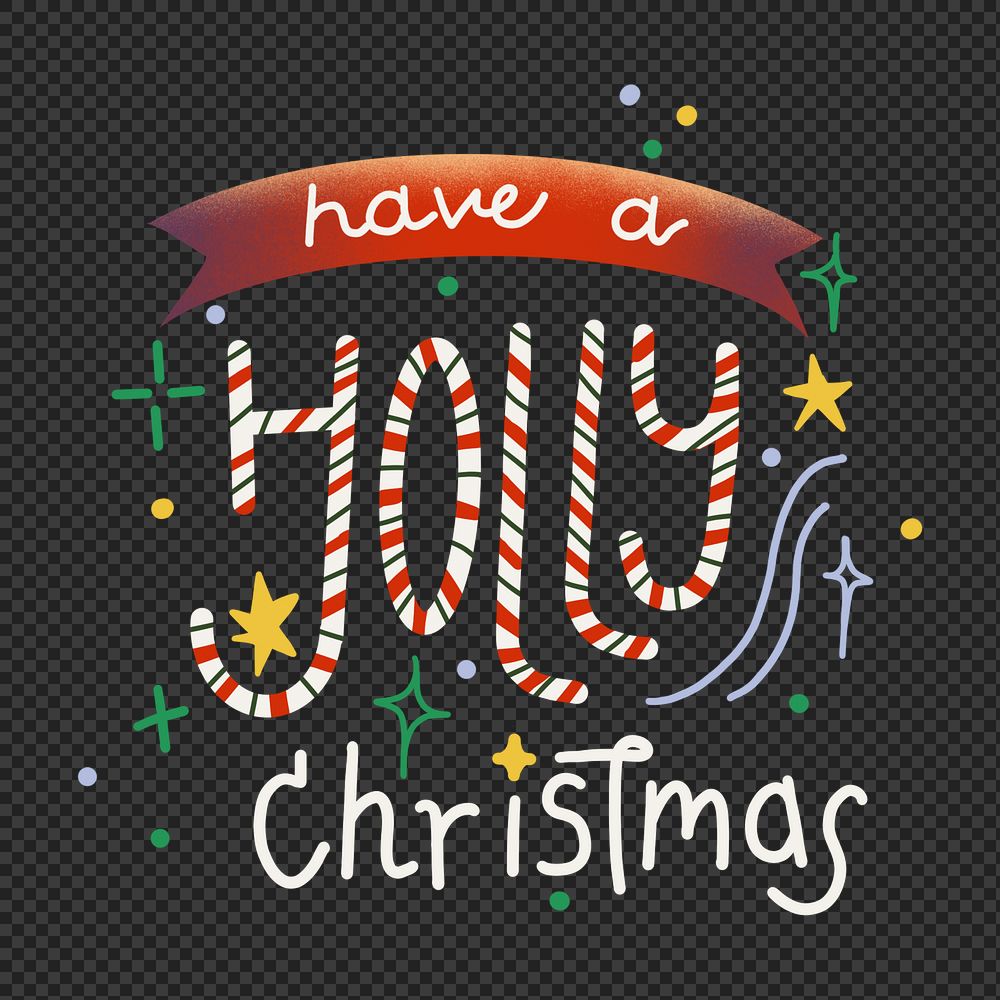 Cute Christmas png sticker typography, festive candy cane design