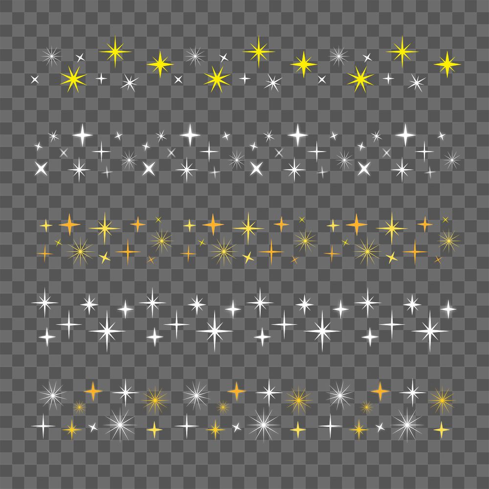 Sparkling star png border, festive glittering pattern sticker set