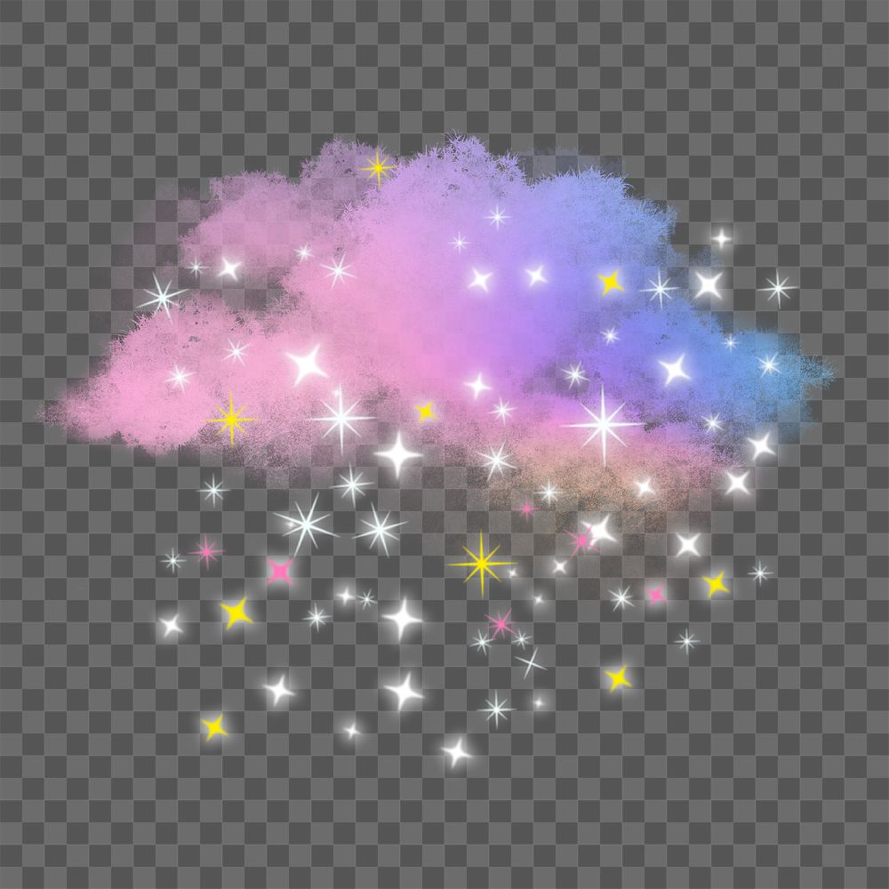 Aesthetic cloud png sticker, beautiful holographic & sparkling design on transparent background