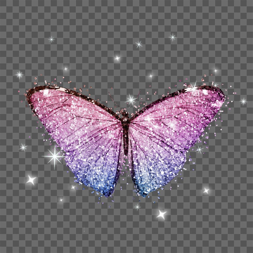 Aesthetic butterfly png sticker, beautiful holographic design on transparent background