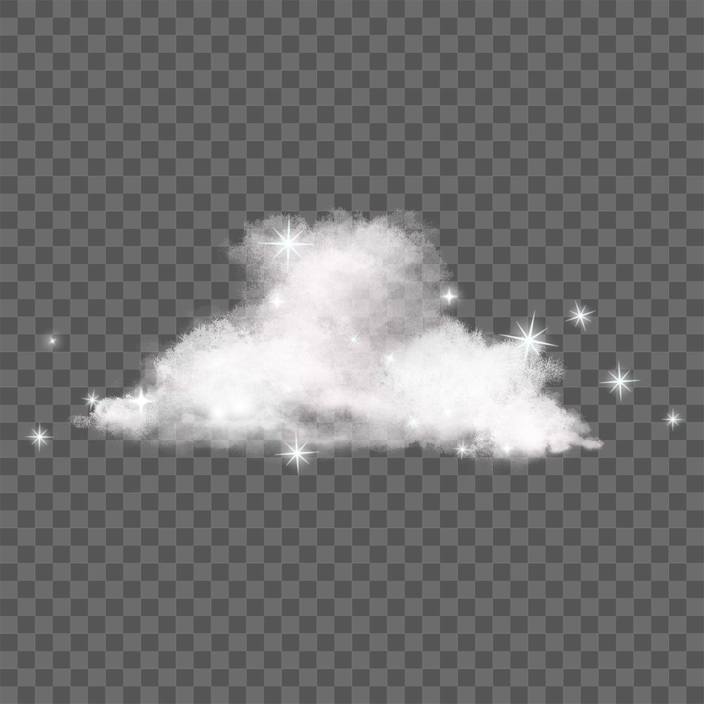 White cloud png sticker, sparkling design on transparent background