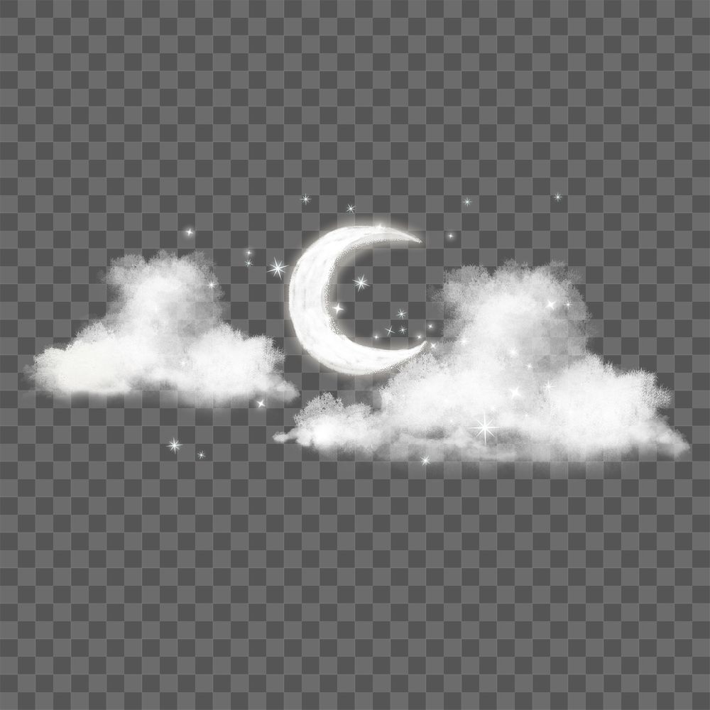 Crescent moon png sticker, beautiful night sky design on transparent background