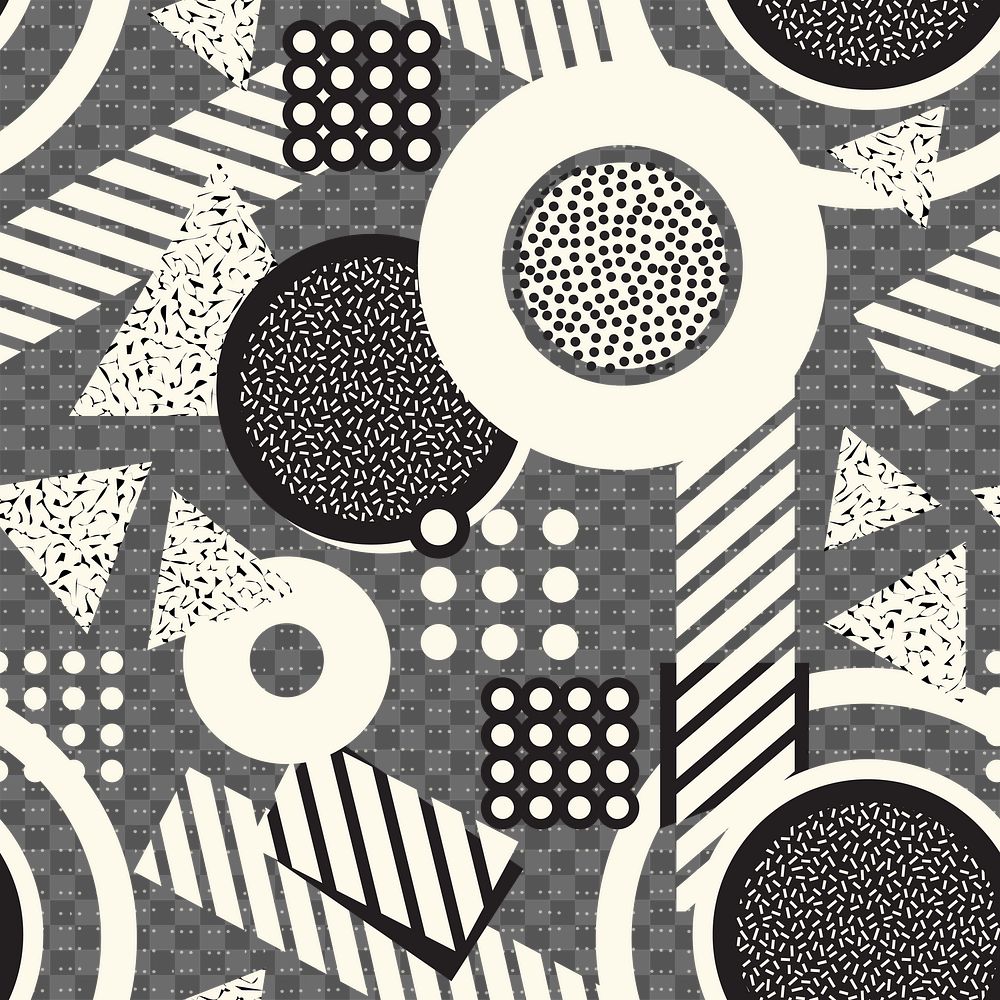 Png cream Memphis seamless pattern, minimal design, transparent background