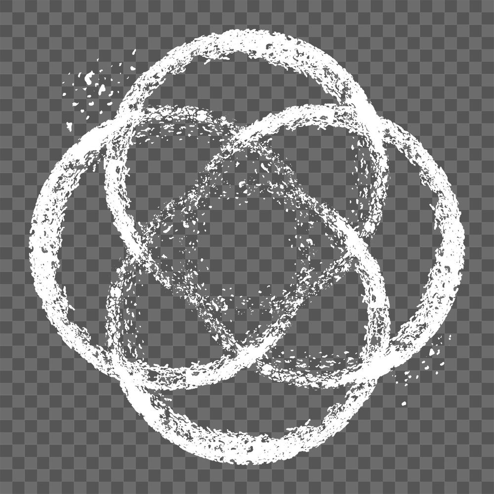 Cyberpunk circles png sticker, white overlapping shape