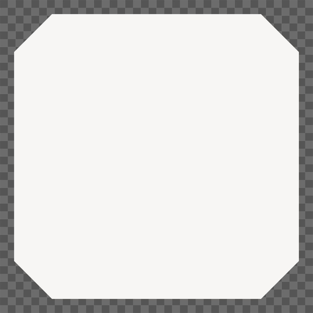 Square badge png sticker, white geometric shape on transparent background