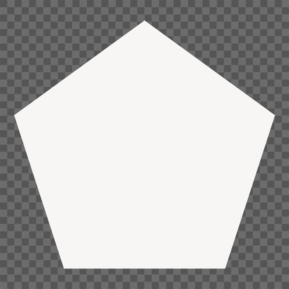 White pentagon png clipart, geometric shape on transparent background
