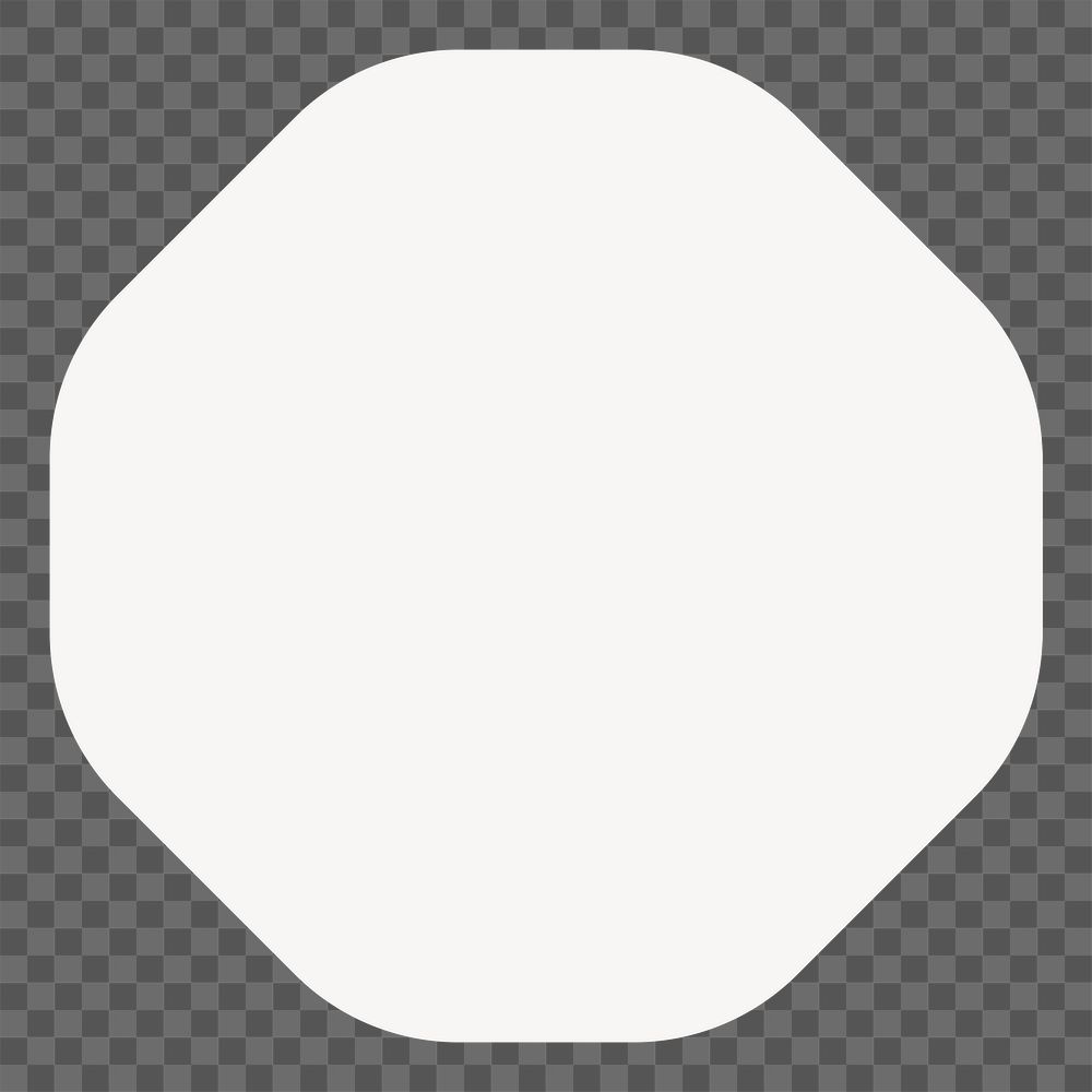 Octagon badge png sticker, white shape, flat geometric design