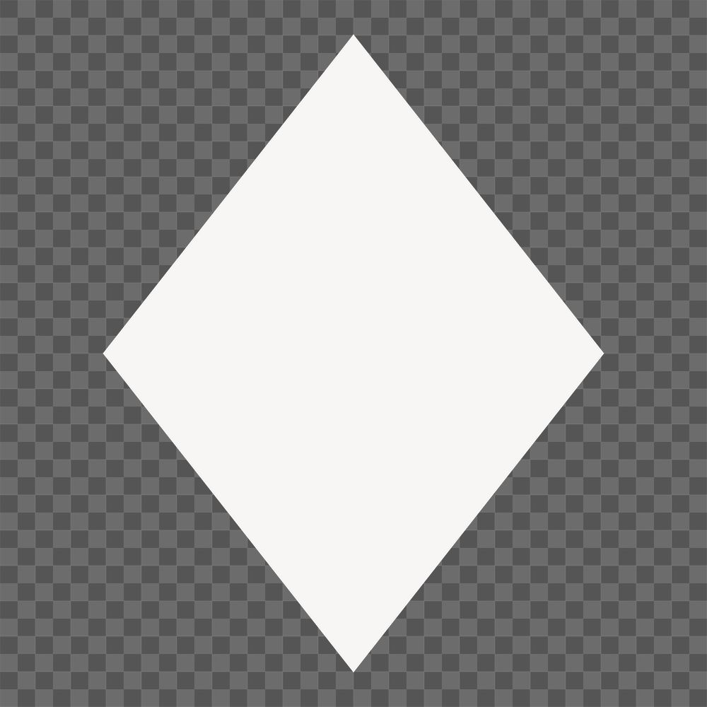 White rhombus png sticker, geometric shape on transparent background