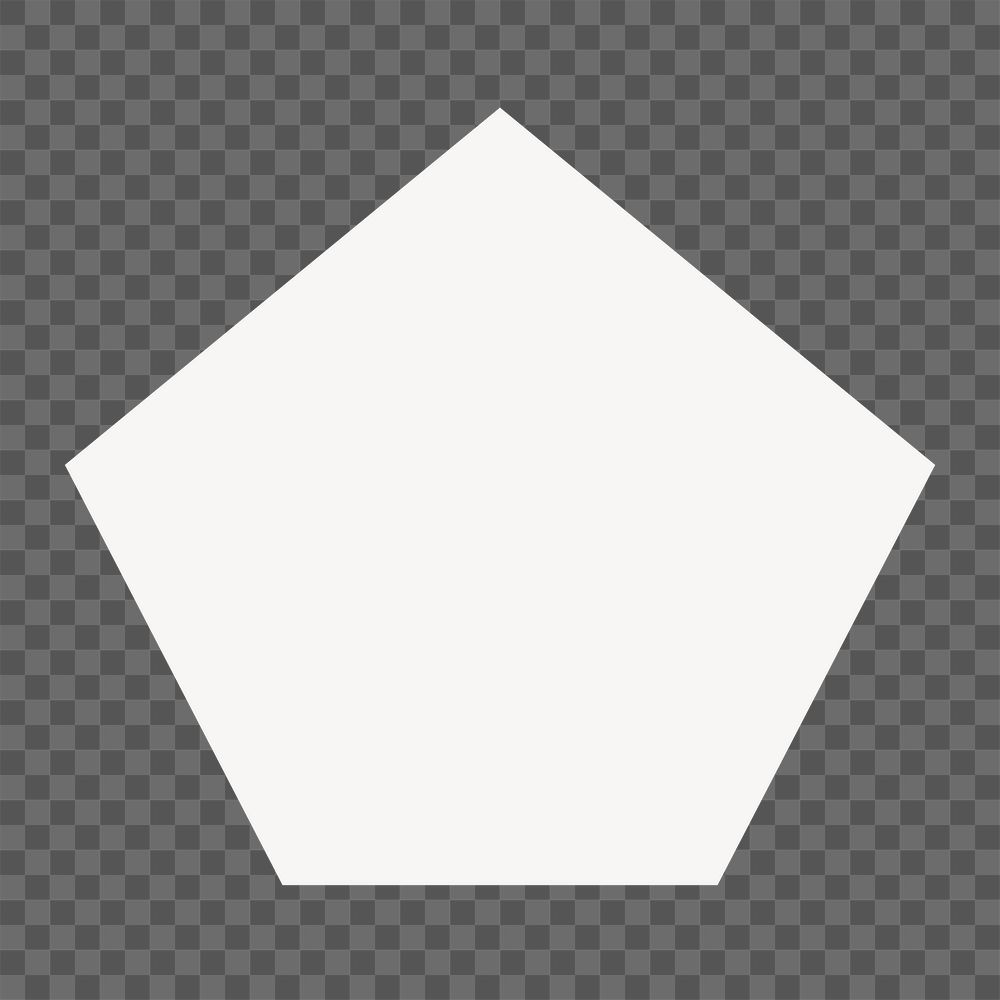 White pentagon png clipart, geometric shape on transparent background