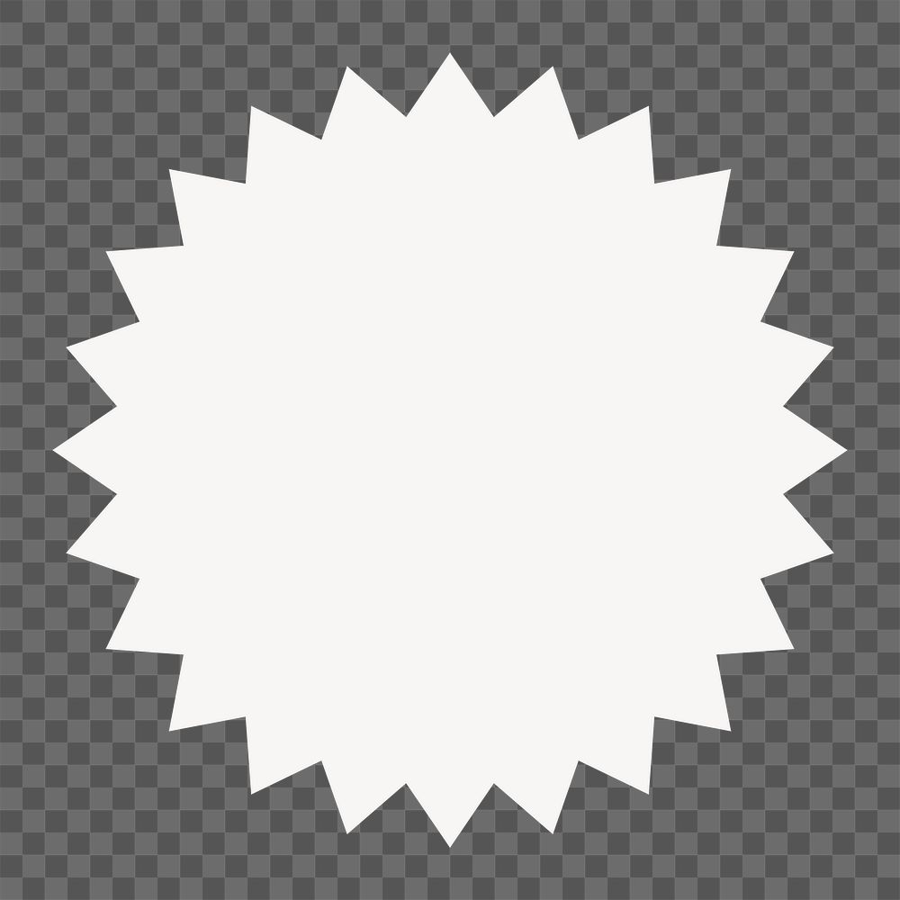 White starburst png badge sticker, geometric shape on transparent background