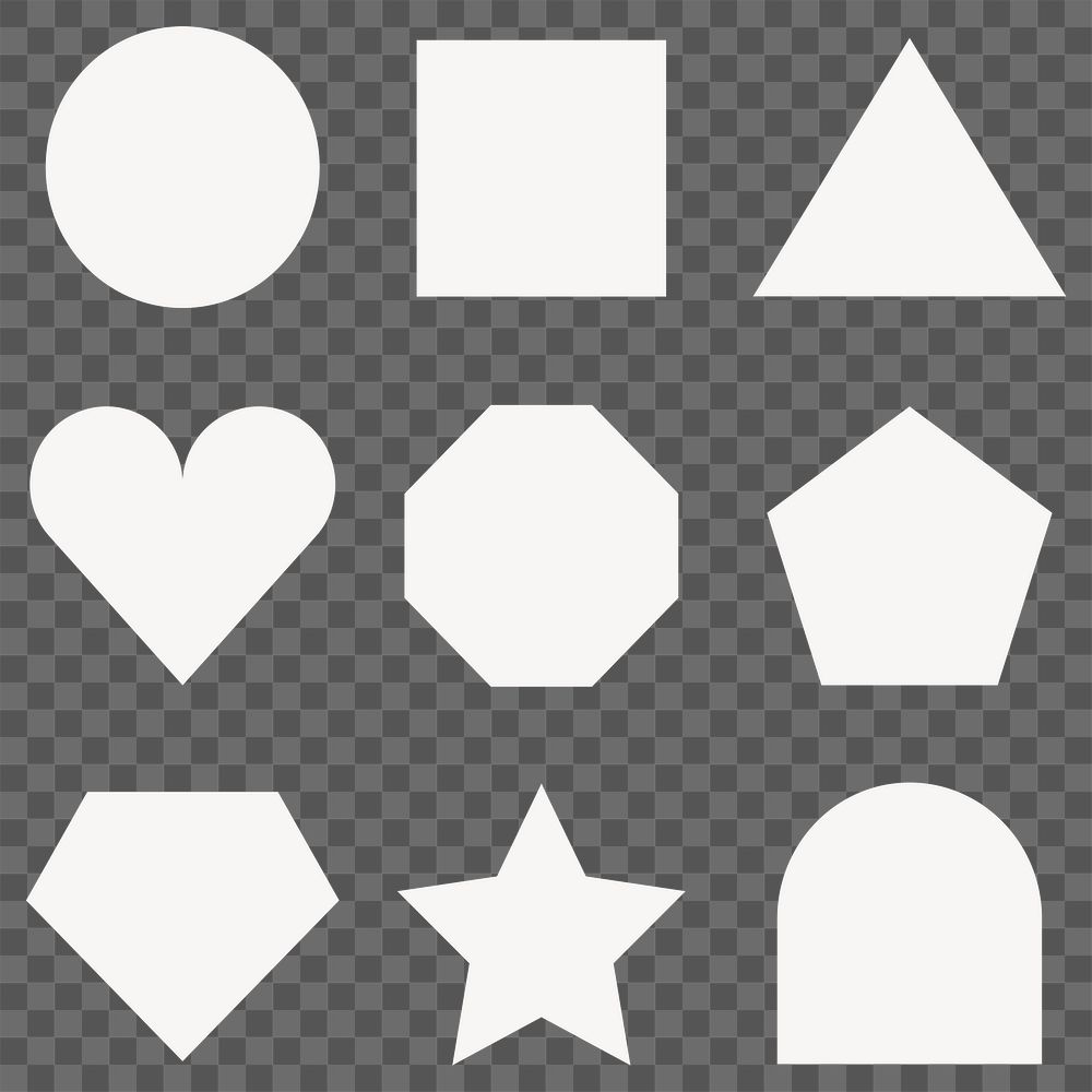 Cute geometric png shape stickers, white flat design set