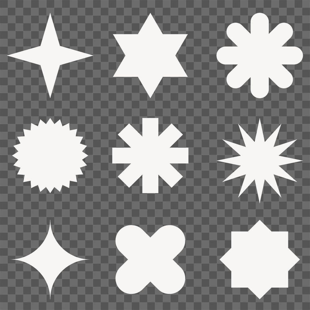 Starburst badge png sticker, white abstract design set vector