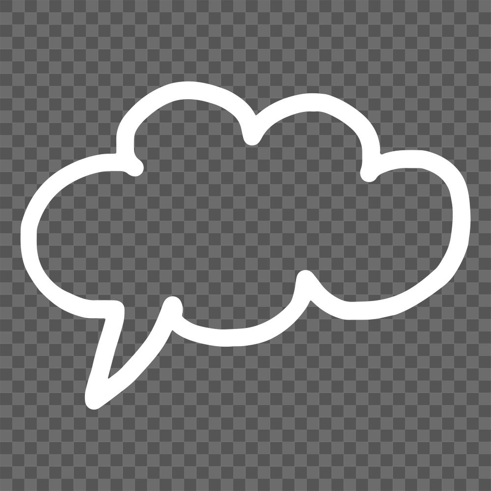 PNG speech bubble doodle, white collage element, transparent background