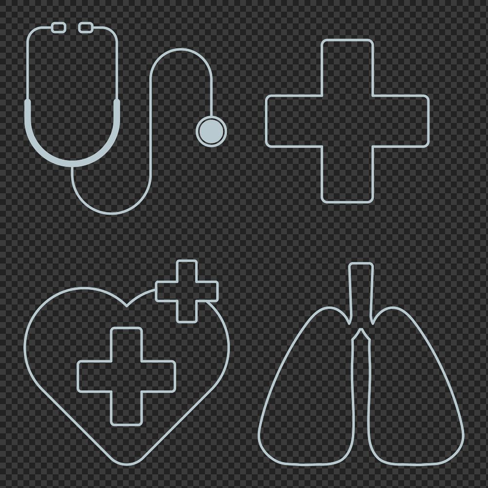 Medical and healthcare covid 19 icon vector collection transparent png