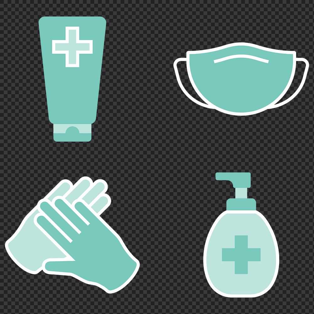 Coronavirus medical equipment element set transparent png