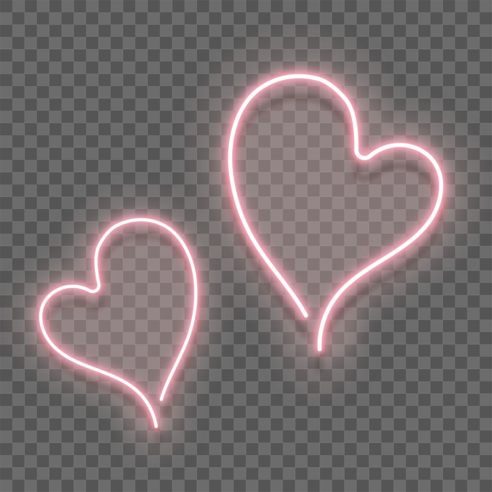 Pink neon double hearts transparent png