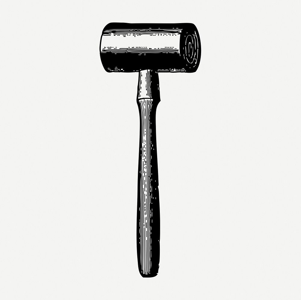 Mallet drawing, tool vintage illustration Free PSD rawpixel