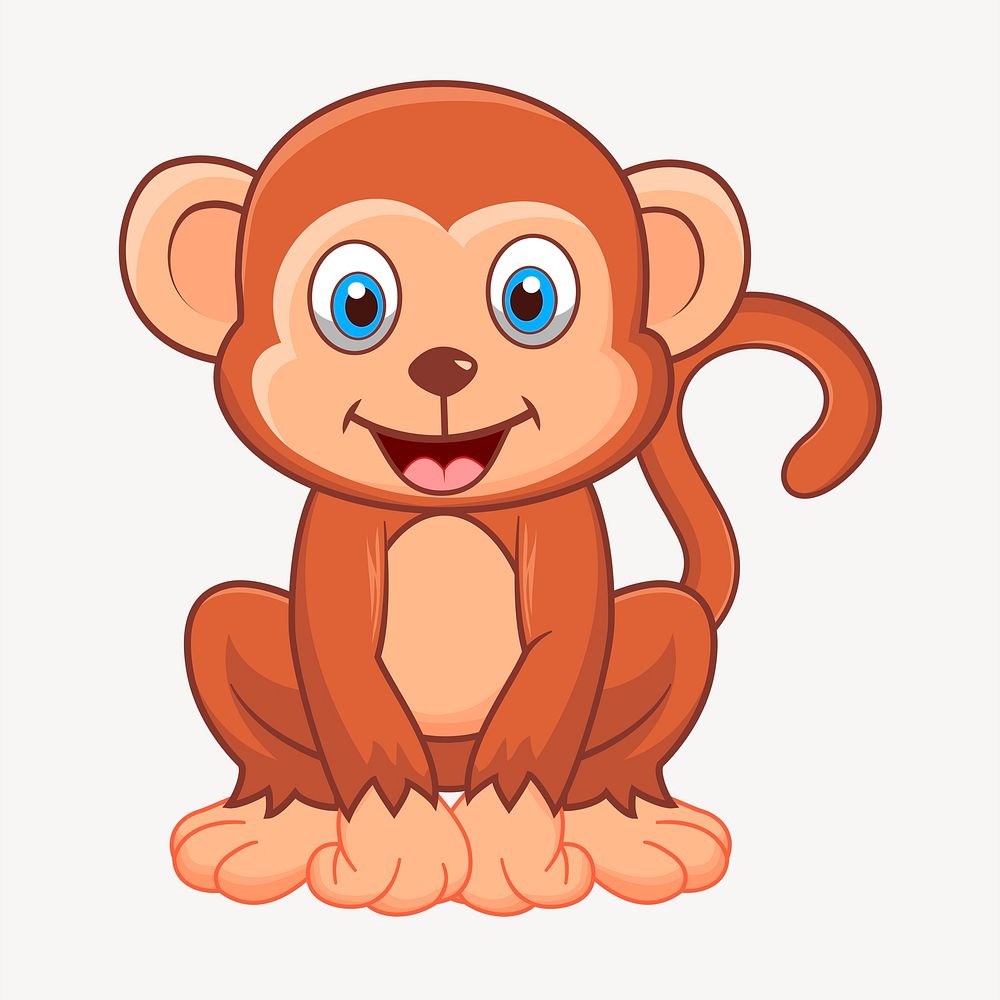 Happy monkey clipart, animal cartoon | Free PSD - rawpixel