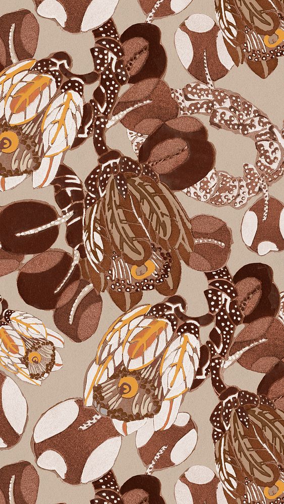 Brown flower iPhone wallpaper, vintage Free Photo rawpixel