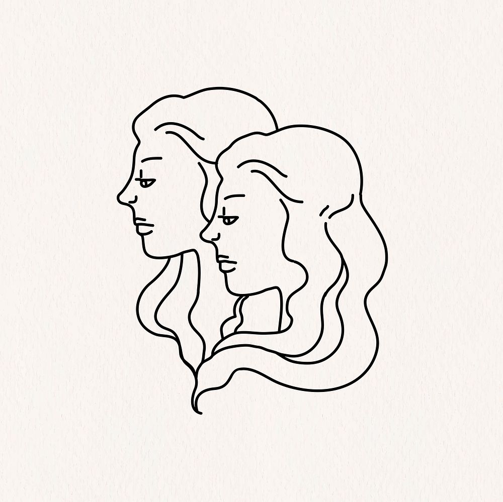 Gemini horoscope, twins doodle psd | Free PSD Illustration - rawpixel