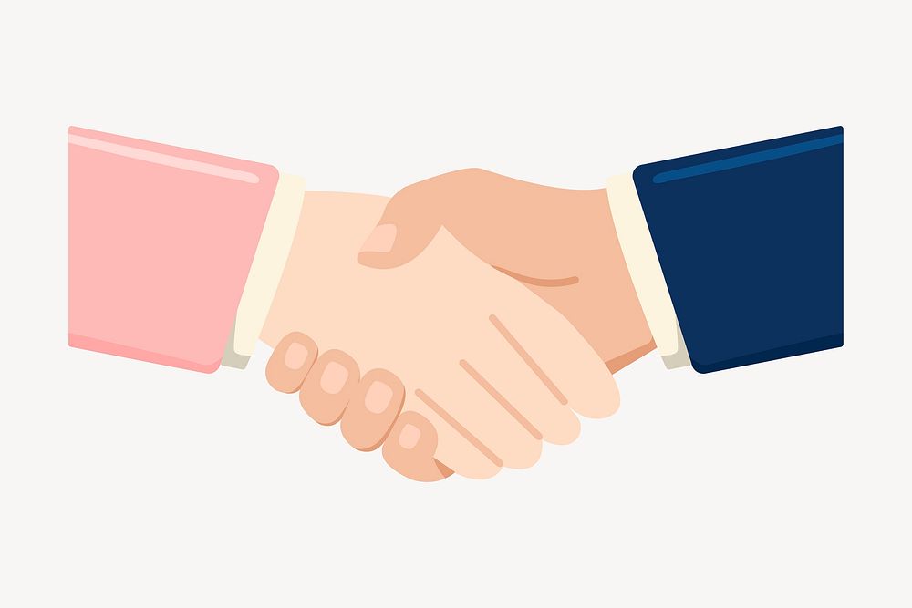 Handshake Business Cute Cartoon Illustration Free Photo