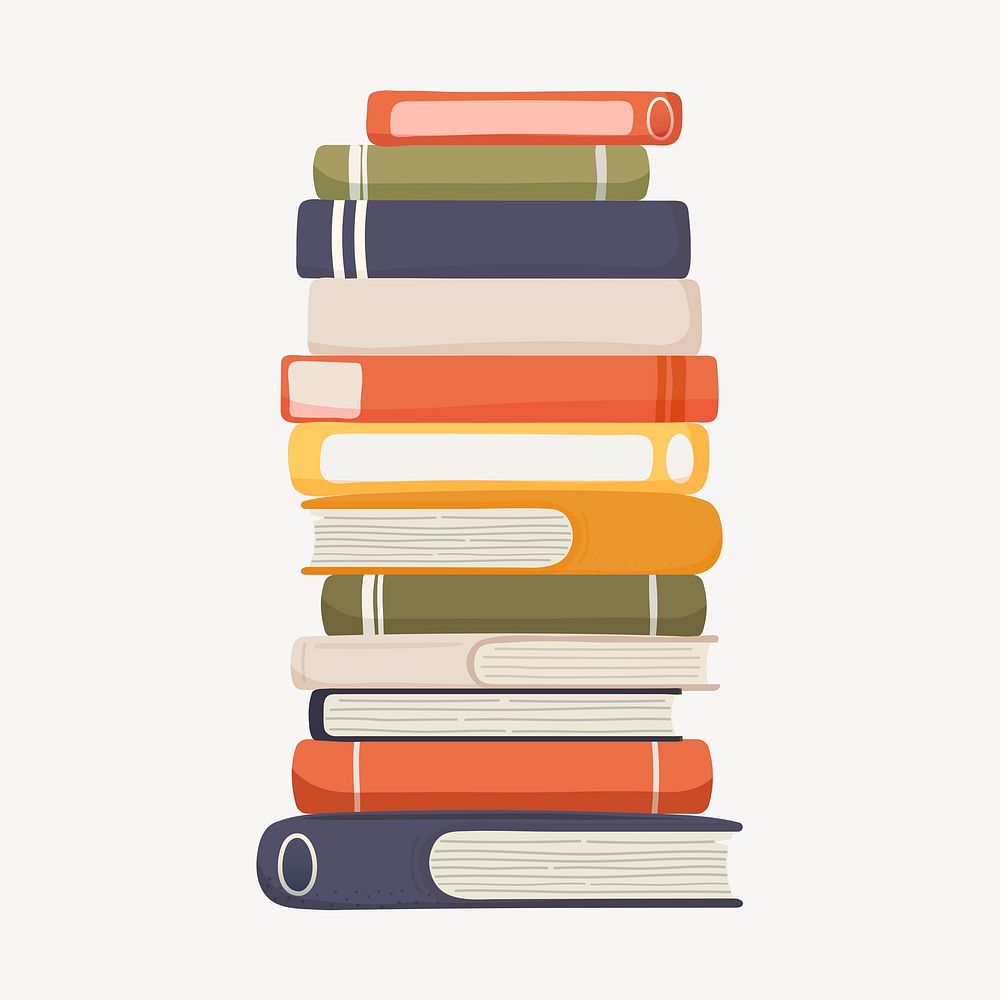Book stack clipart, cute cartoon | Free PSD Illustration - rawpixel