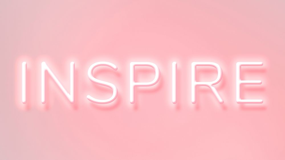 INSPIRE neon word typography on a pink | Free Photo - rawpixel