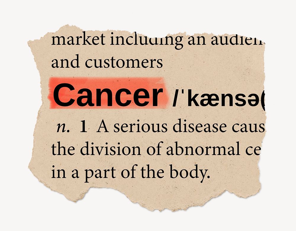 Cancer definition, ripped dictionary word, Free Photo rawpixel