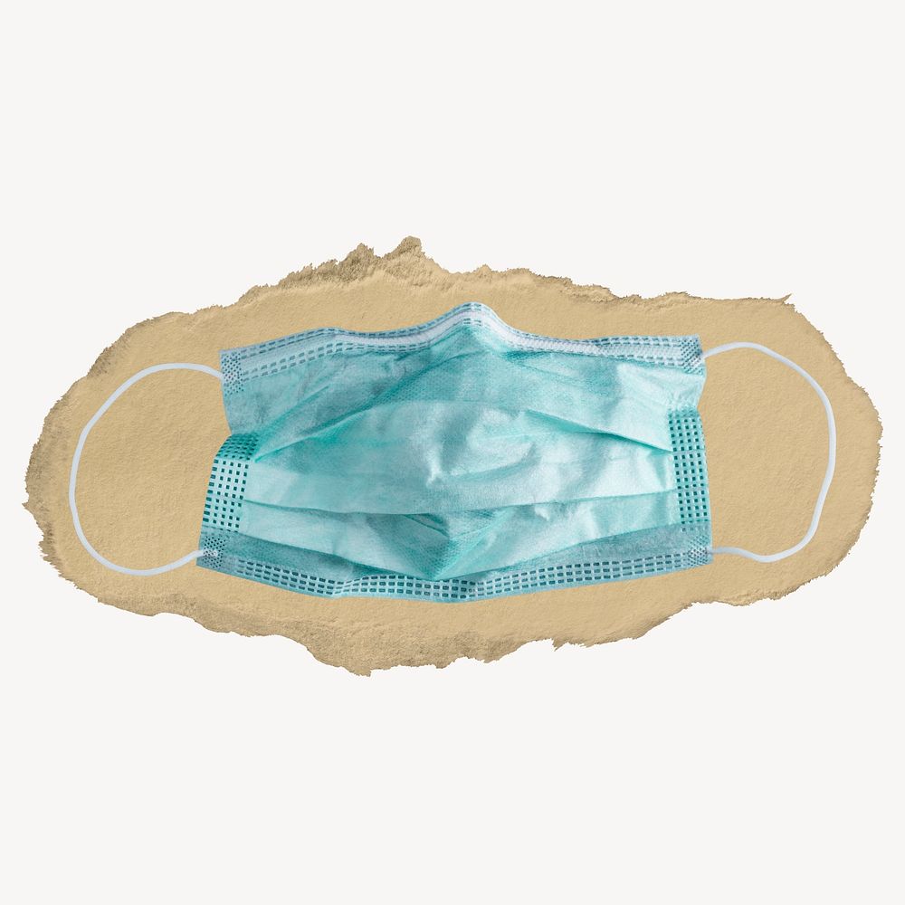 Medical mask sticker, ripped paper | Free PSD - rawpixel