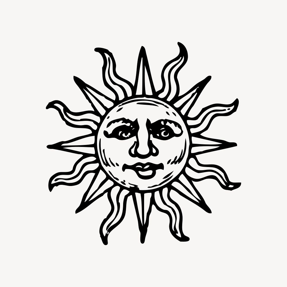 Vintage sun clipart, drawing illustration | Free Vector - rawpixel